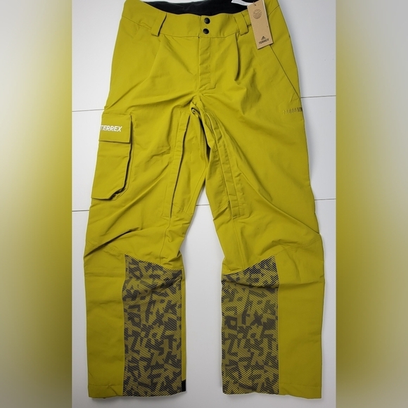 Adidas Terrex 3L PCN Alpine Snow Skiing Pants Green HC7717 Men's Size Small New - Picture 1 of 11